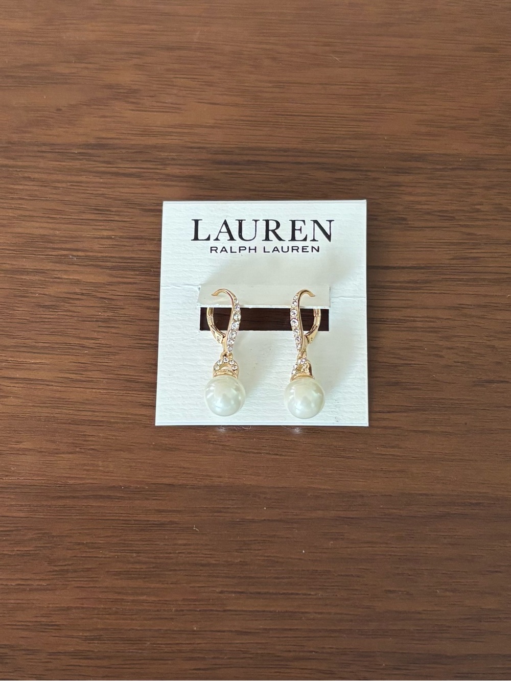 LAUREN Ralph Lauren Gold-Tone Pavé & Imitation Pearl Drop Earrings